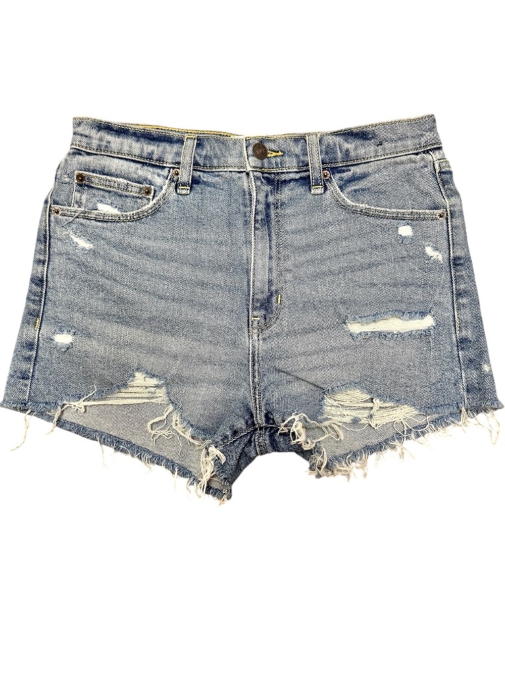 Abercrombie & Fitch Distressed Light Blue High Rise Denim Shorts 28